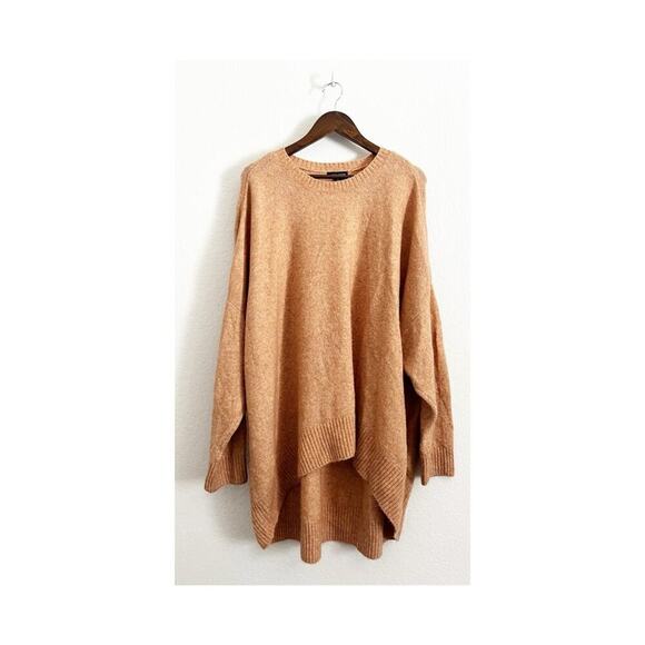 Universal Standard Melissa High Low Pullover Wool Mohair Knit Sweater Tan XL 26 - Picture 2 of 6